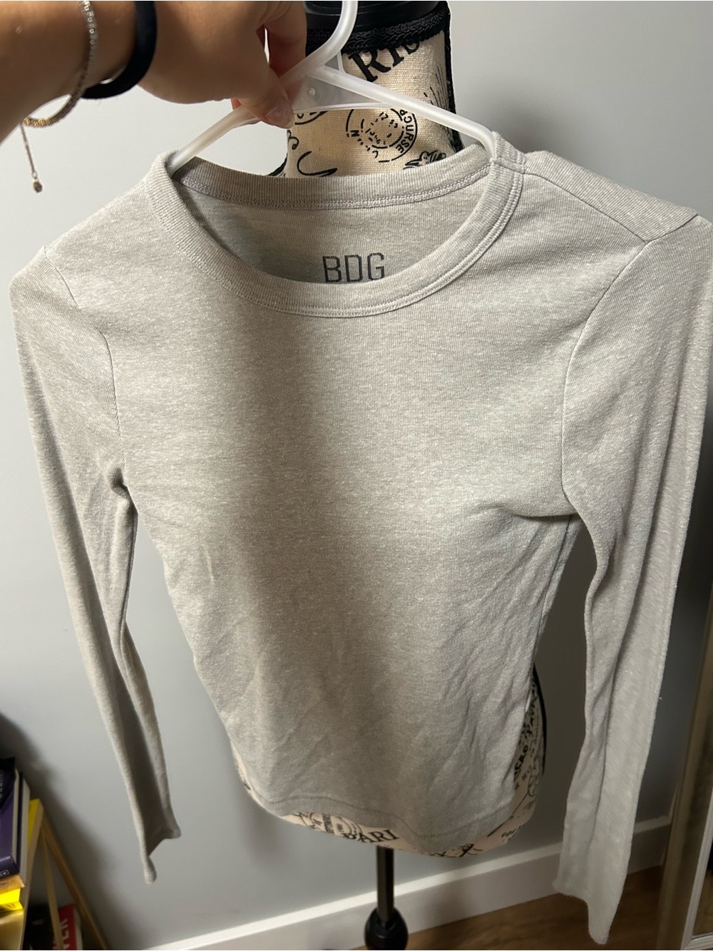 BDG Women's Long-Sleeve Top in Light Gray